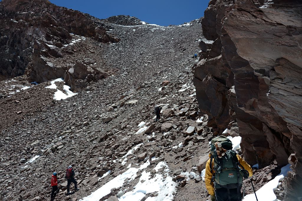 33 Climbing La Canaleta With Aconcagua Summit In Centre